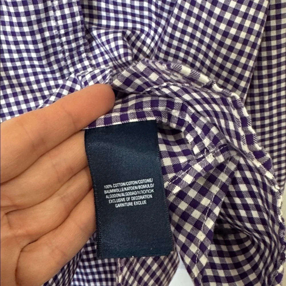 RALPH LAUREN GIRLS PURPLE PLAID RUFFLE COLLAR BUTTON DOWN SHIRT 16 - Picture 6 of 7